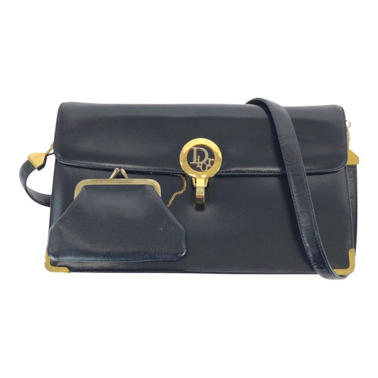 Christian Dior Black Leather Pochette Shoulder Bag Style 4