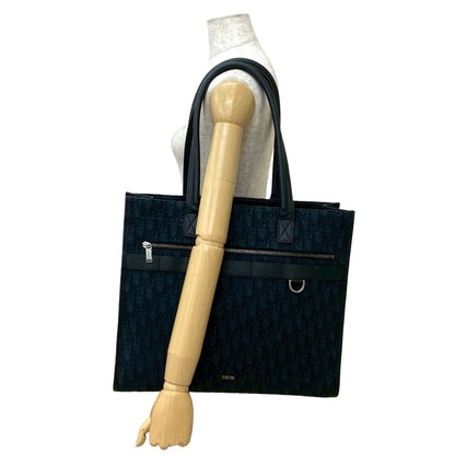 Christian Dior Black Canvas Leather Tote Bag Leather