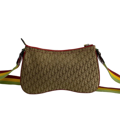 Christian Dior Beige Leather Canvas Pochette Saddle Bag Shoulder Bag