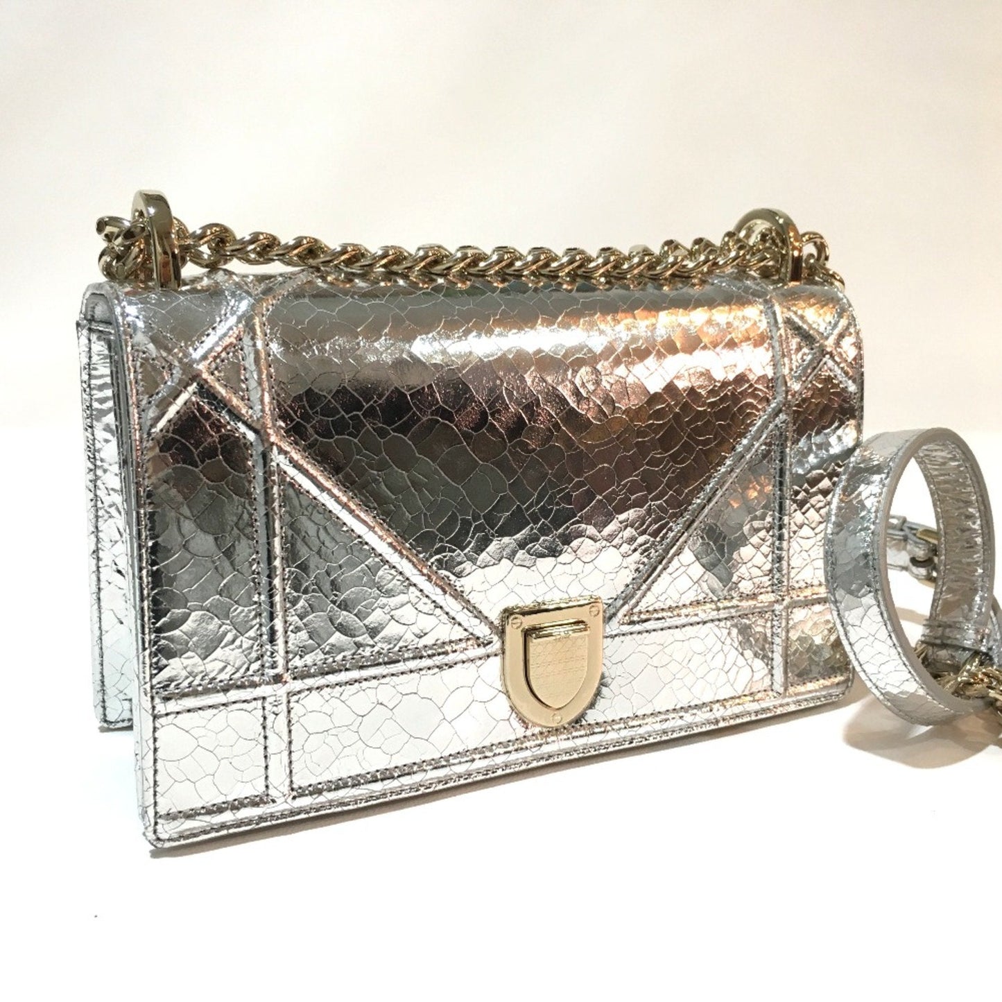 Christian Dior Silver Leather Shoulder Bag Leather