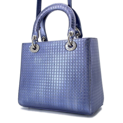 Christian Dior Metallic Purple Leather Handbag