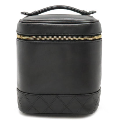 Chanel Bicolor Coco Mark Vanity Bag Handbag Pouch Lambskin Leather Black A01619