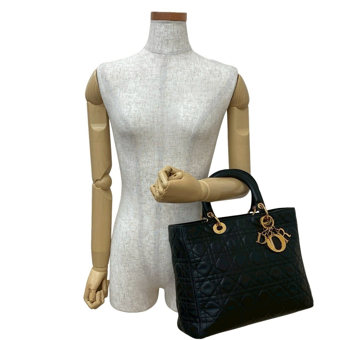 Christian Dior Black Leather Handbag Tote Bag Style 8