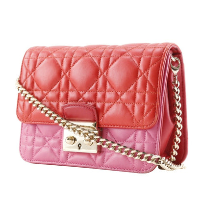 Christian Dior Pink Red Color Leather Shoulder Bag