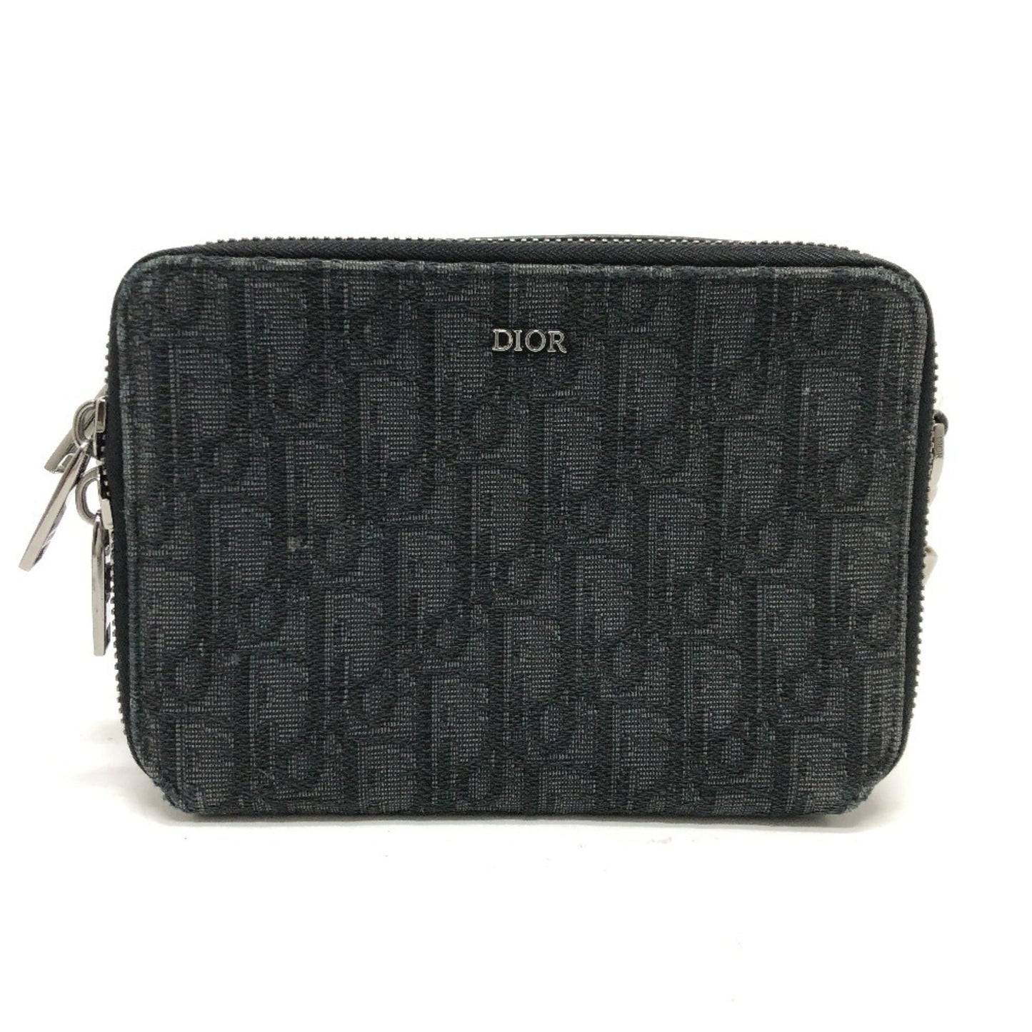 Christian Dior Navy Canvas Pouch Shoulder Bag