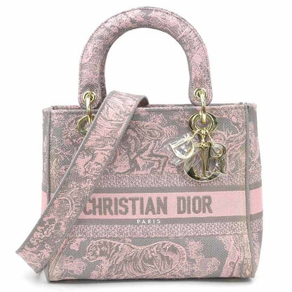 Christian Dior Gray Pink Canvas Handbag Shoulder Bag