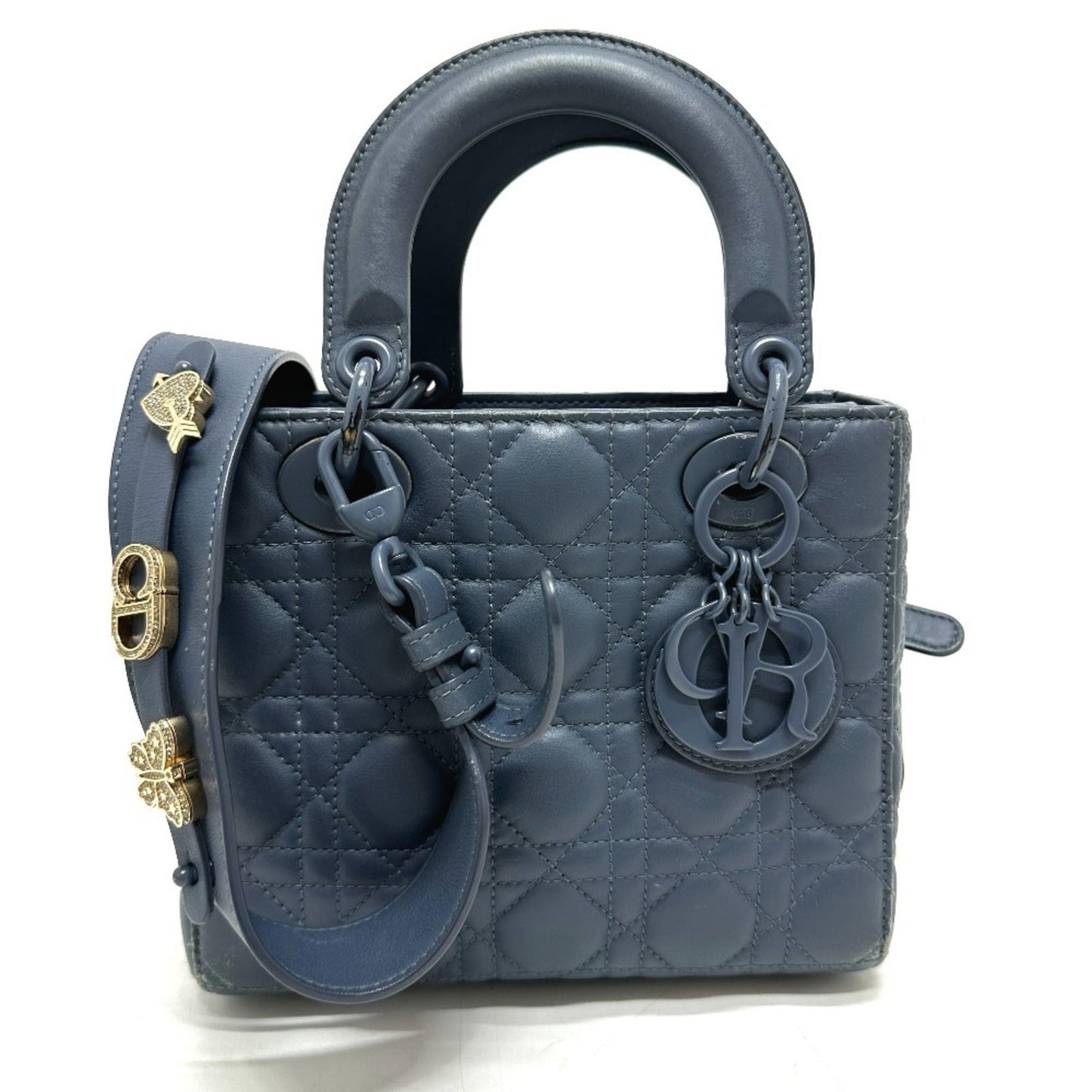 Christian Dior Blue Leather Handbag Shoulder Bag Leather