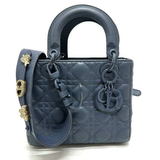 Christian Dior Blue Leather Handbag Shoulder Bag Leather