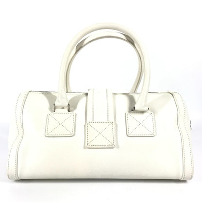 Christian Dior White Leather Boston Bag Handbag