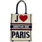 Christian Dior Navy Red Color White Canvas Handbag