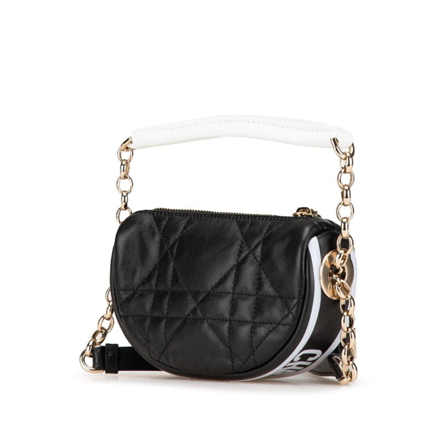 Christian Dior Black White Leather Handbag Shoulder Bag Leather
