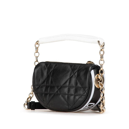 Christian Dior Black White Leather Handbag Shoulder Bag Leather