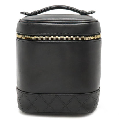 Chanel Bicolor Coco Mark Vanity Bag Handbag Pouch Lambskin Leather Black A01619