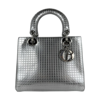 Christian Dior Silver Leather Handbag Shoulder Bag Style 2