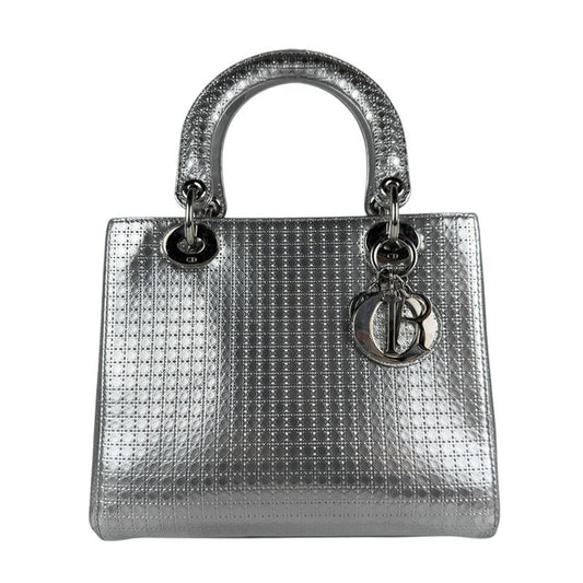 Christian Dior Silver Leather Handbag Shoulder Bag Style 2