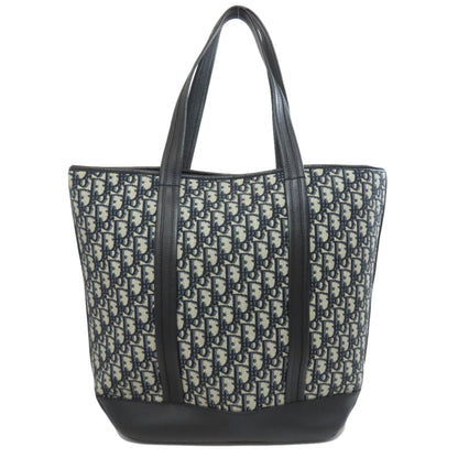 Christian Dior Navy Canvas Leather Tote Bag