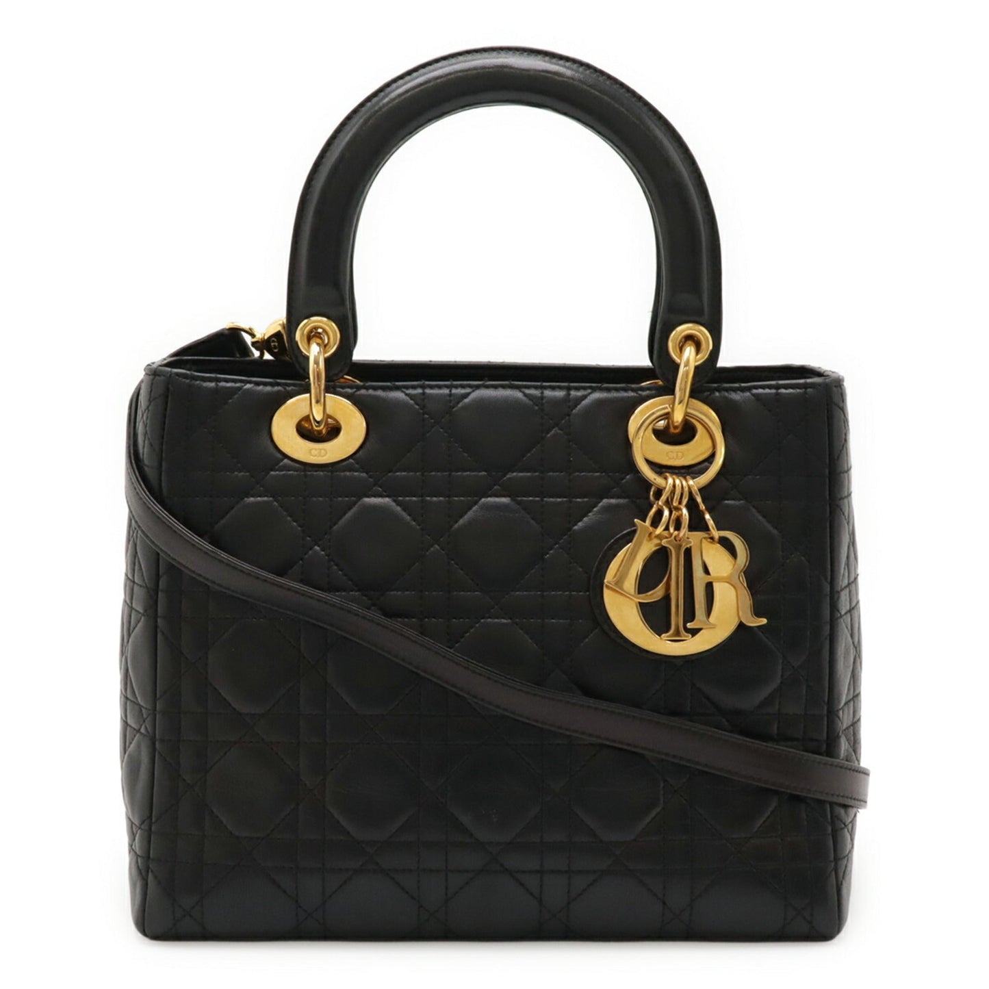 Christian Dior Black Leather Handbag Tote Bag Style 4