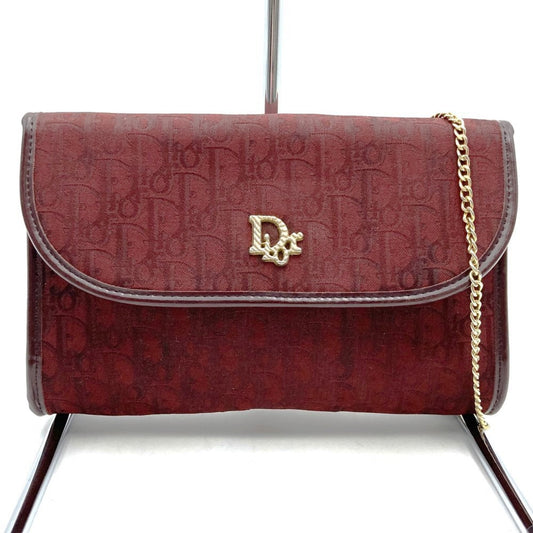 Christian Dior Red Color Canvas Pouch Shoulder Bag