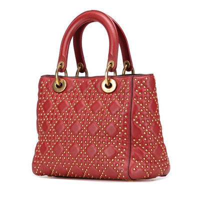 Christian Dior Lady Dior Red Color Leather Handbag Shoulder Bag Style 2