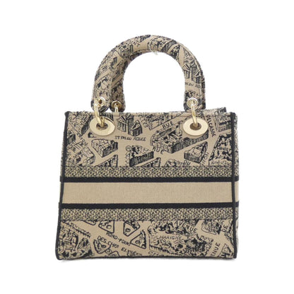 Christian Dior Beige Black Canvas Handbag Canvas