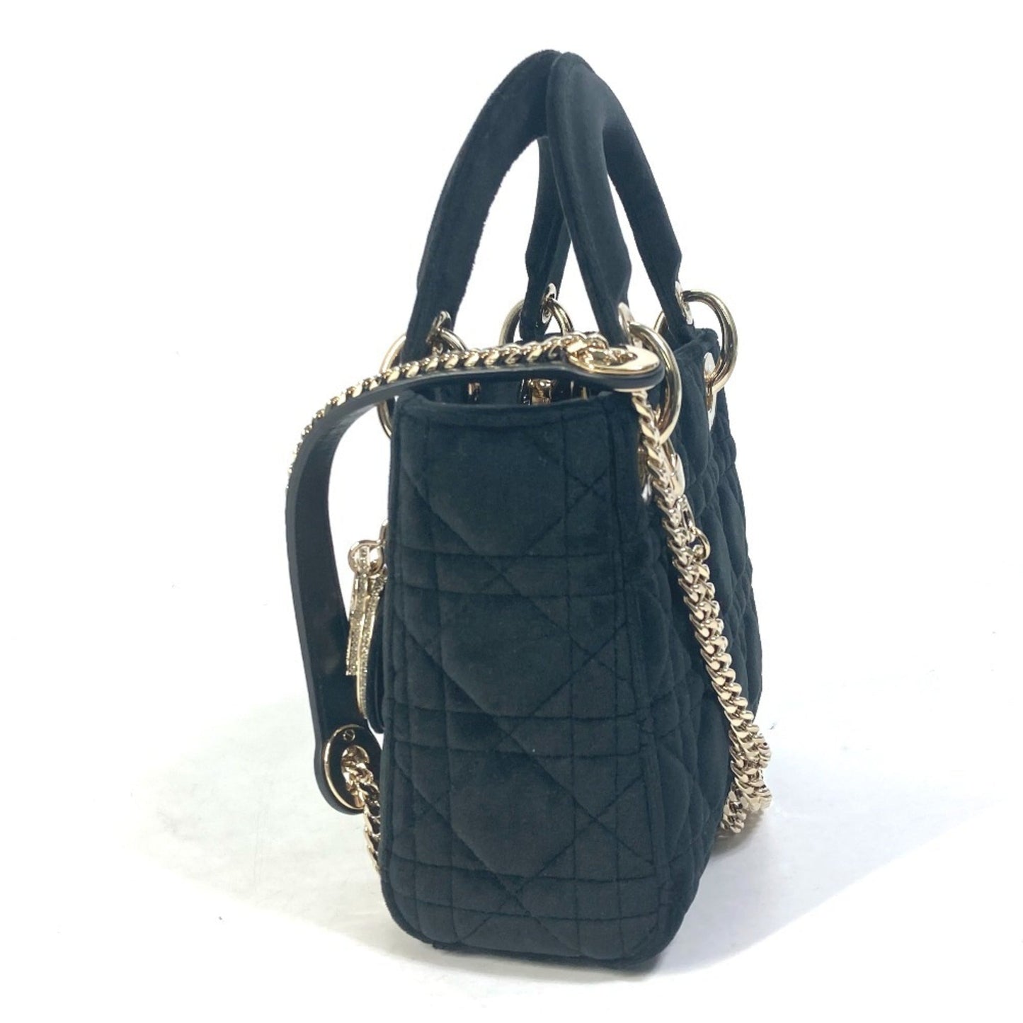 Christian Dior Lady Dior Black Leather Handbag Shoulder Bag Style 3
