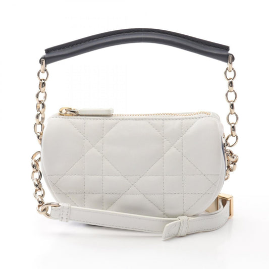 Christian Dior Navy White Leather Shoulder Bag Leather