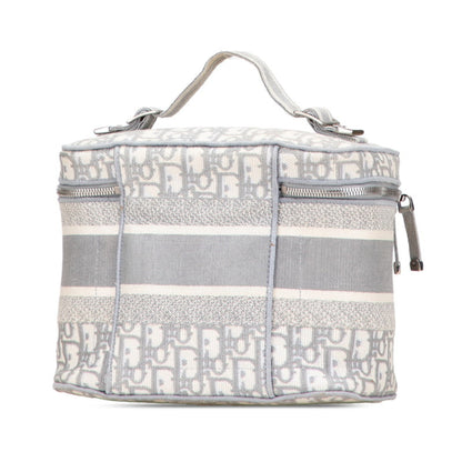 Christian Dior Gray White Canvas Handbag Vanity Bag