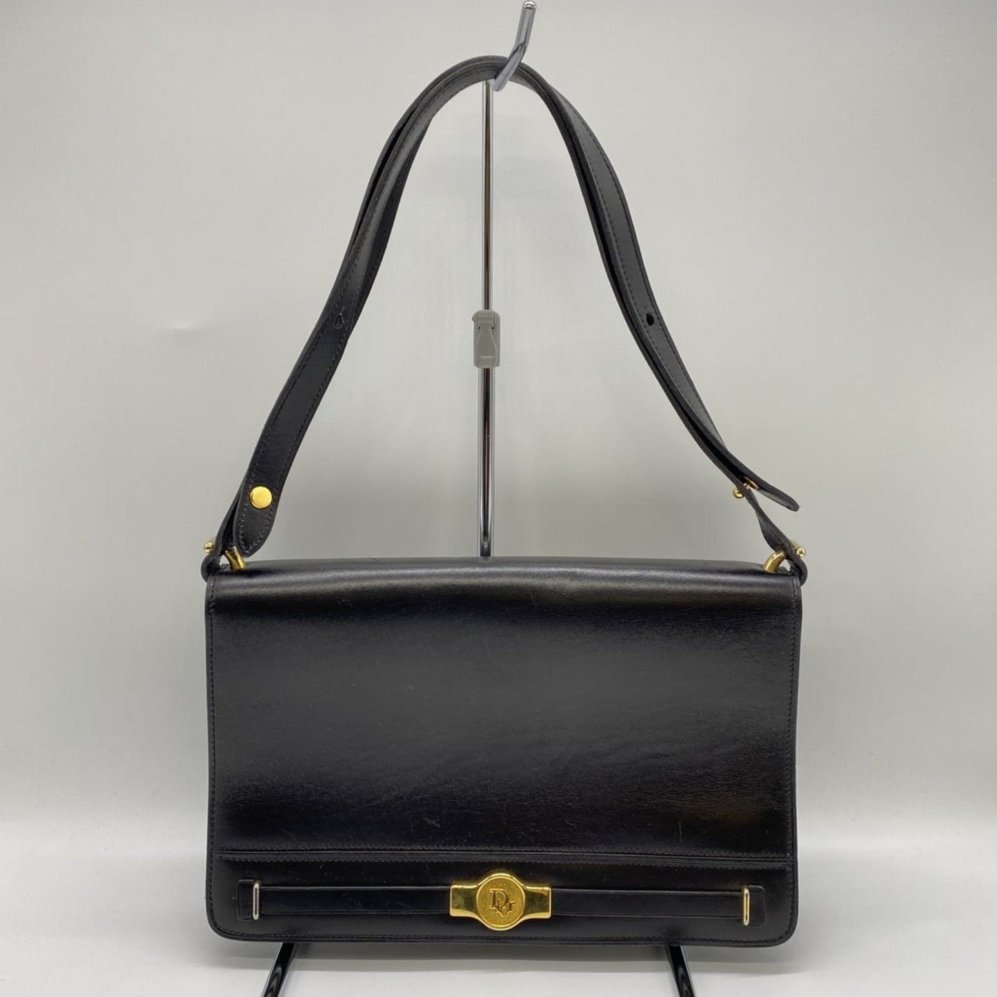 Christian Dior Black Leather Shoulder Bag Style 14