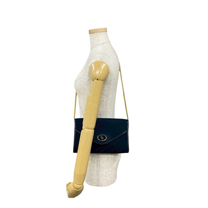 Christian Dior Navy Leather Canvas Shoulder Bag Leather