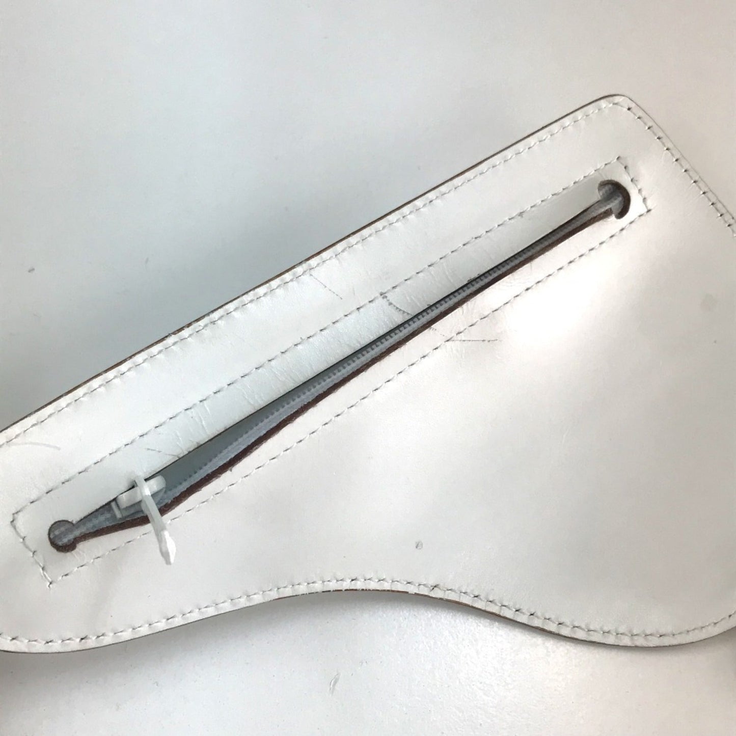 Christian Dior White Leather Fanny Pack Pouch Saddle Bag