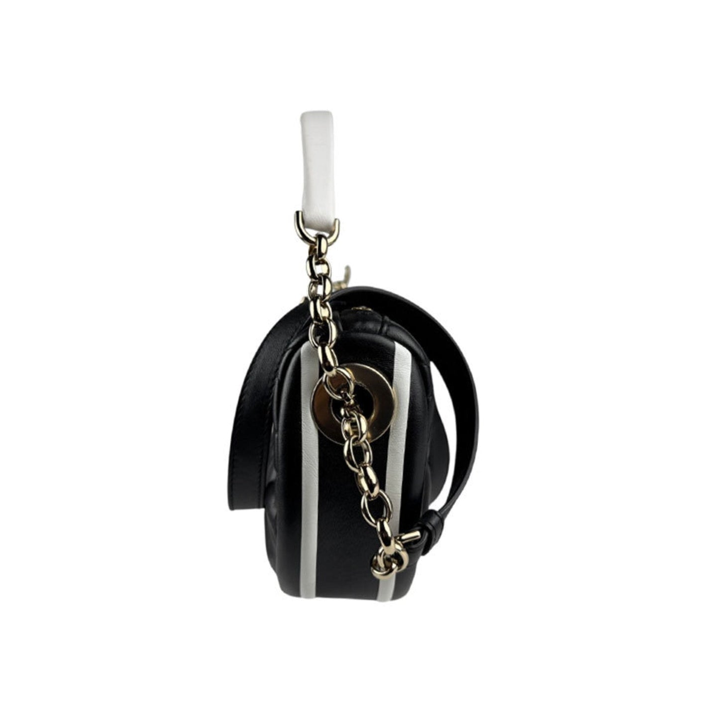 Christian Dior Black White Leather Handbag Shoulder Bag Style 2