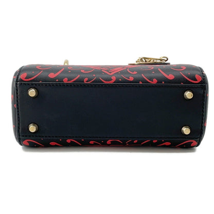 Christian Dior Black Red Color Leather Handbag