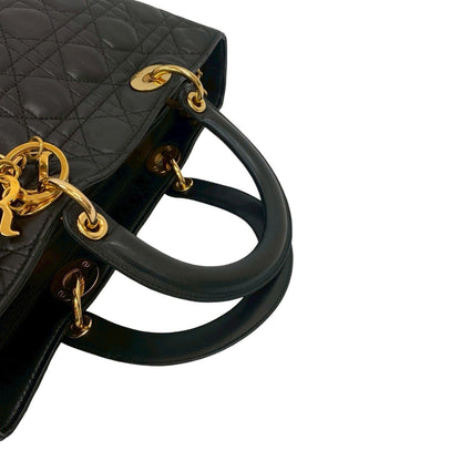Christian Dior Black Leather Handbag Tote Bag Style 8