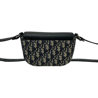 Christian Dior Black Gray Leather Canvas Pochette Shoulder Bag