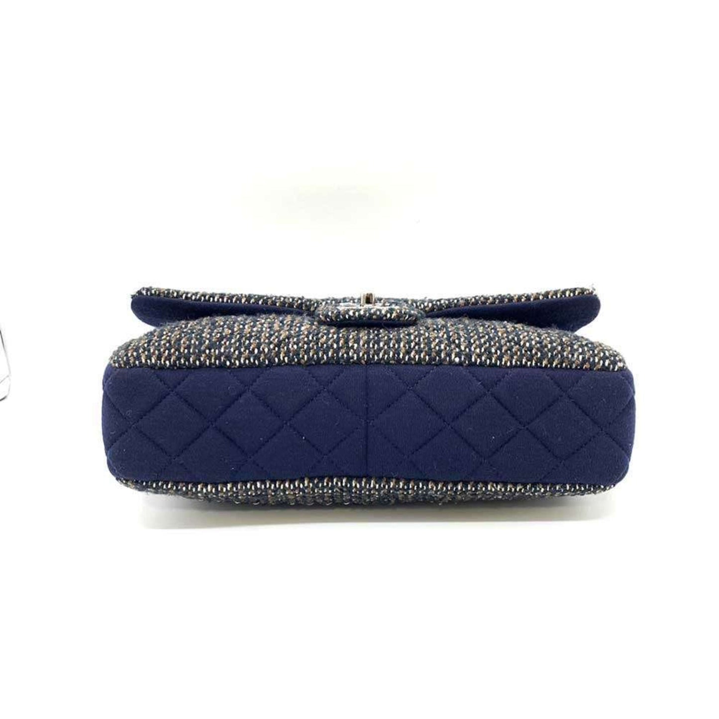 Chanel Bag Matelasse Chain Shoulder Navy Multicolor W Horizontal Women's Cotton Jersey x Tweed Chanel