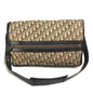 Christian Dior Beige Brown Leather Canvas Shoulder Bag