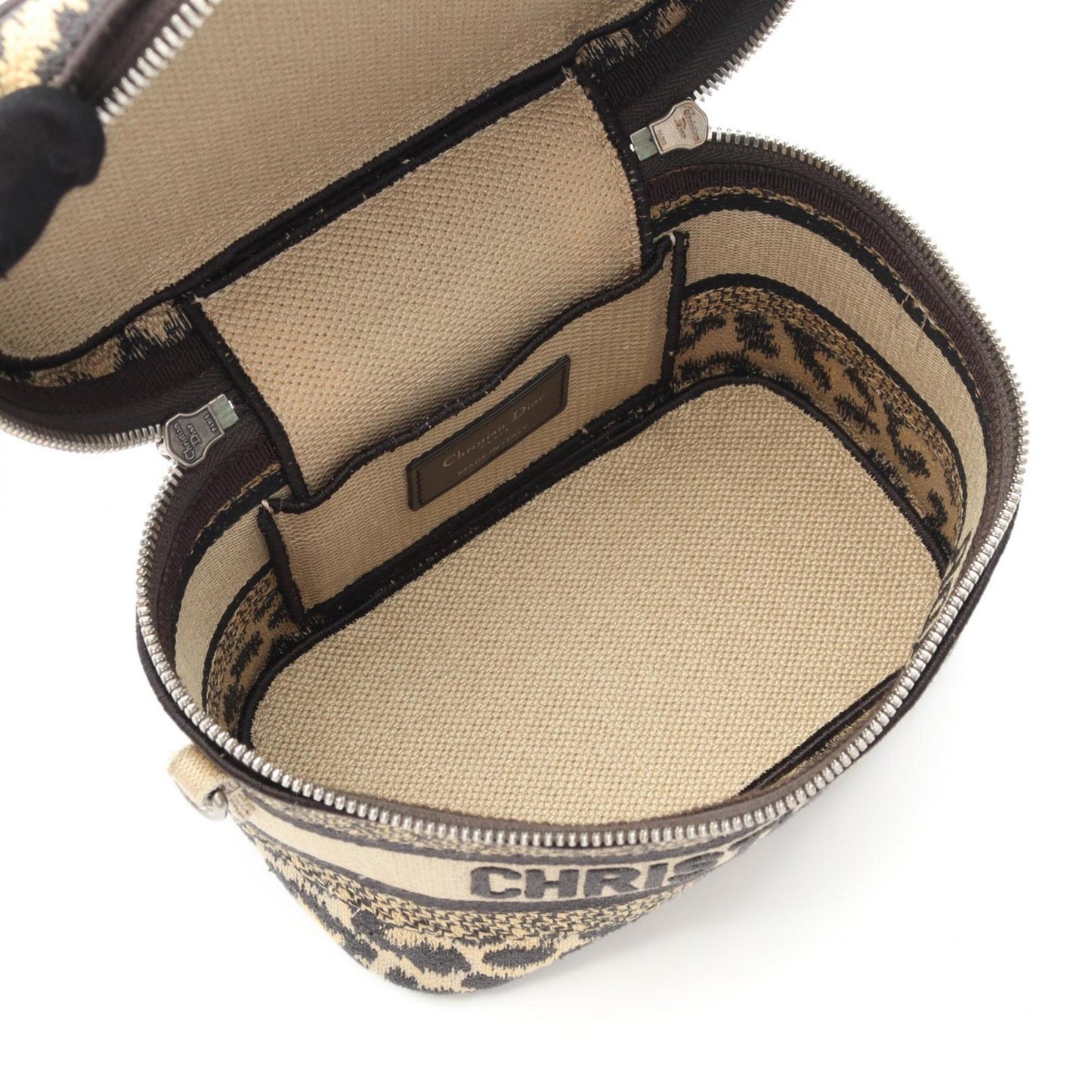 Christian Dior Beige Black Canvas Handbag