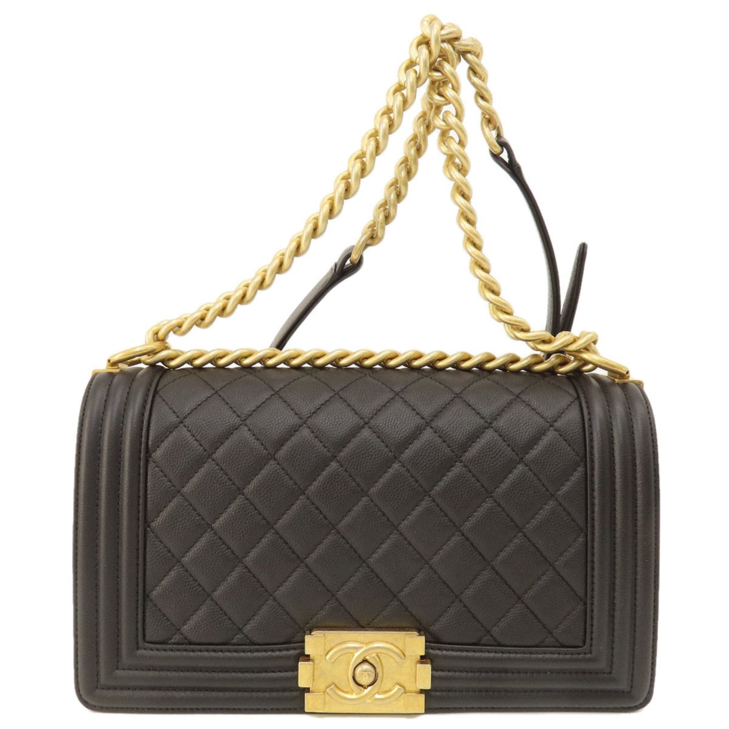 Chanel Boy Chain Shoulder Bag Caviar Skin Women's Chanel