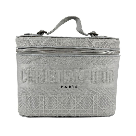 Christian Dior Gray Canvas Handbag Vanity Bag