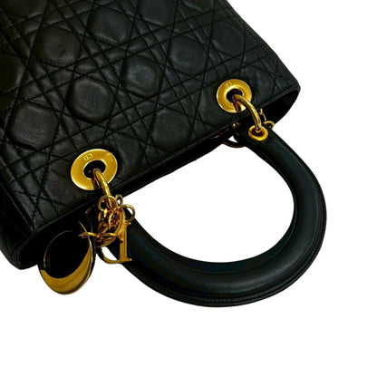 Christian Dior Black Leather Handbag Tote Bag Style 2
