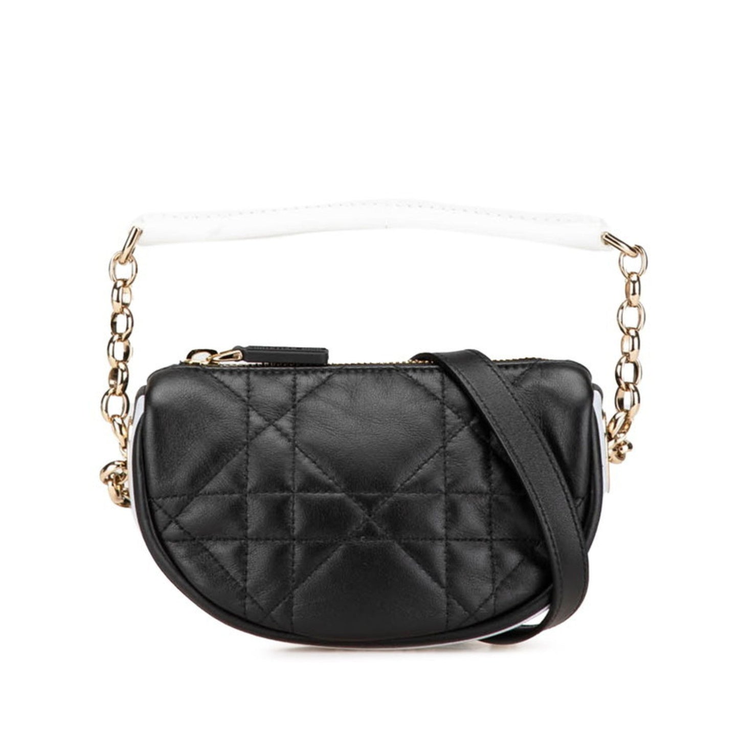 Christian Dior Black White Leather Handbag Shoulder Bag Leather