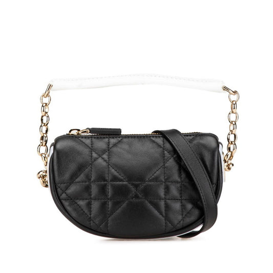 Christian Dior Black White Leather Handbag Shoulder Bag Leather