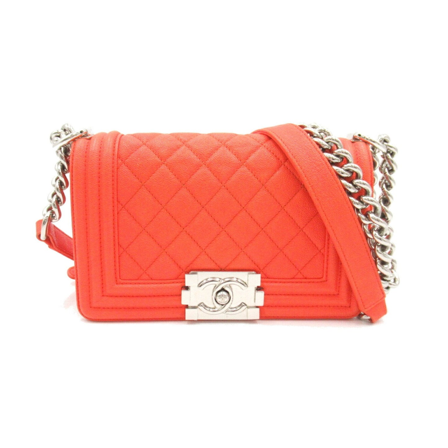 Chanel Boy Chanel Chain Shoulder Bag Caviar Skin (Grained Calf) Women's Orange