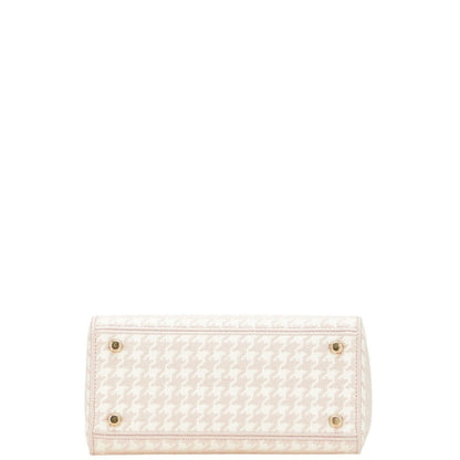 Christian Dior Lady Dior Pink White Canvas Handbag Shoulder Bag