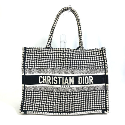 Christian Dior Black White Canvas Shoulder Bag Tote Bag Canvas