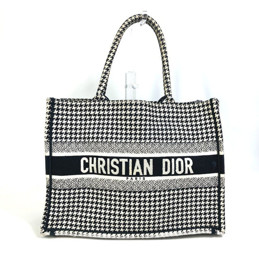 Christian Dior Black White Canvas Shoulder Bag Tote Bag Canvas