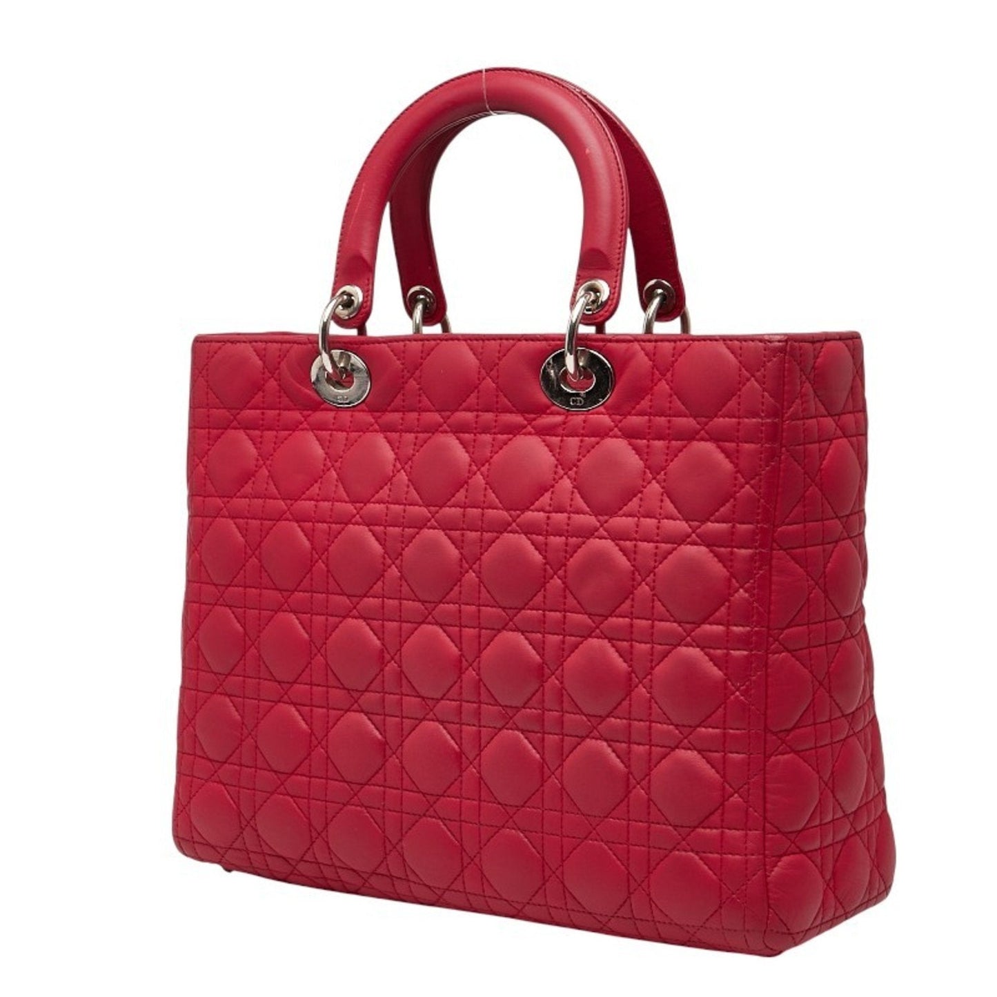 Christian Dior Lady Dior Red Color Leather Handbag Shoulder Bag Style 3