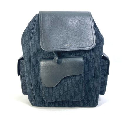 Christian Dior Black Navy Canvas Leather Backpack