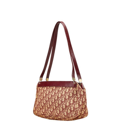 Christian Dior Trotter Red Brown Canvas Handbag Shoulder Bag