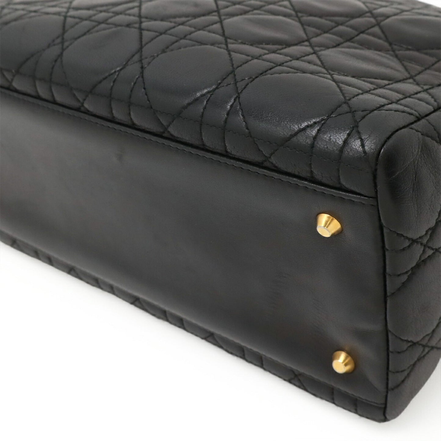 Christian Dior Black Leather Handbag Tote Bag Style 4